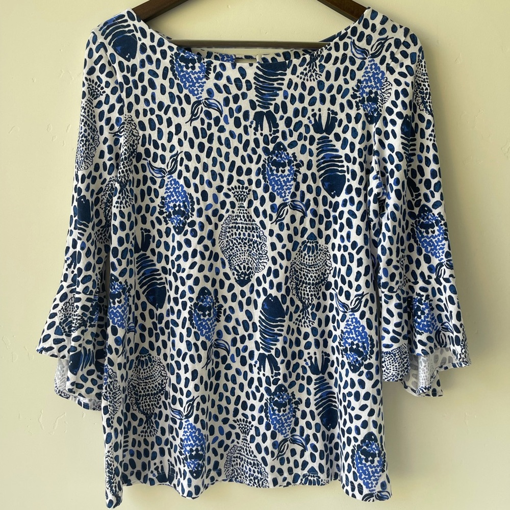 Lilly Pulitzer Blue & White Fish Top